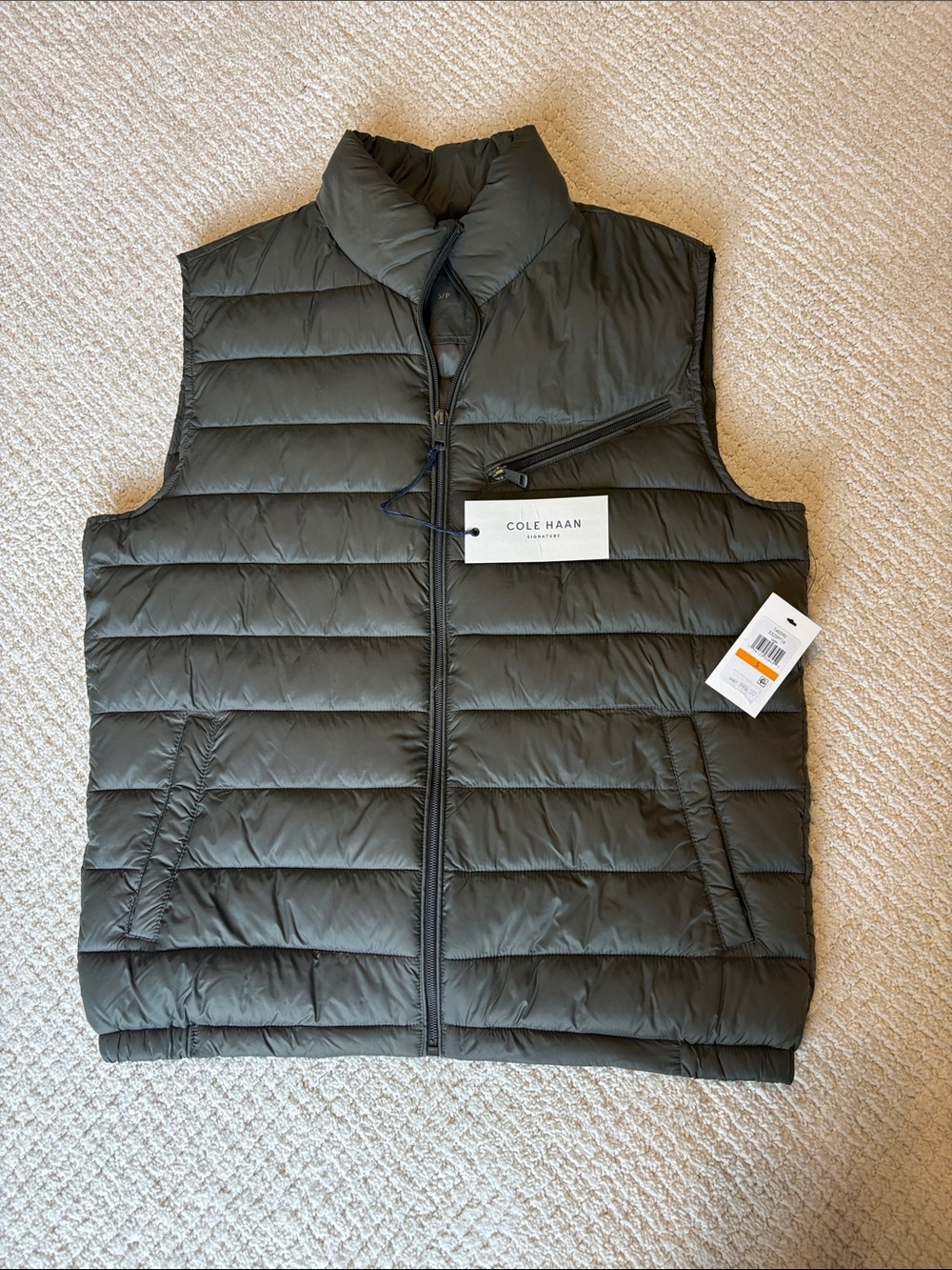 Cole Haan Olive Green Quilted Puffer Vest